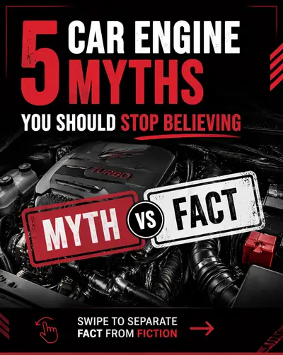 Car engine myths vs facts social media ad