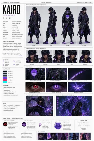 Professional Character Sheet from Midjourney Character