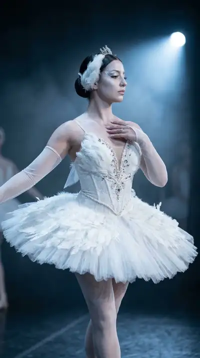 White Swan Cinematic Ballet Editorial Portrait