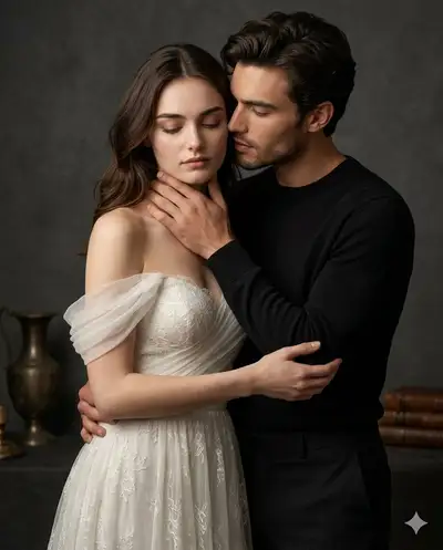 Prompt de retrato íntimo de pareja en estudio
