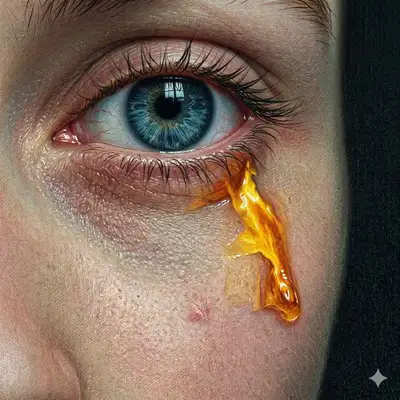 Hyper-Realistic Eye with Molten Gold Tear