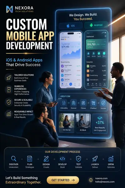 Custom mobile app development advertisement poster