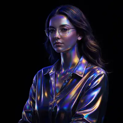 Holographic Metallic Editorial Portrait