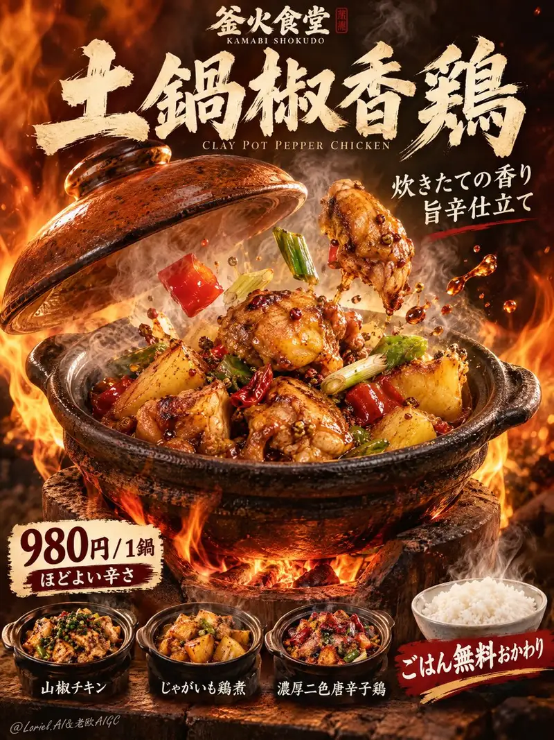 Cannes-level Japanese Clay Pot Food Poster Prompt | Wikiprompt