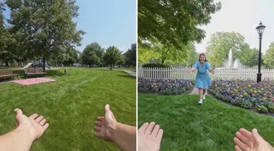 Escena de Reencuentro Madre-Niño Pequeño en el Parque con Doble POV