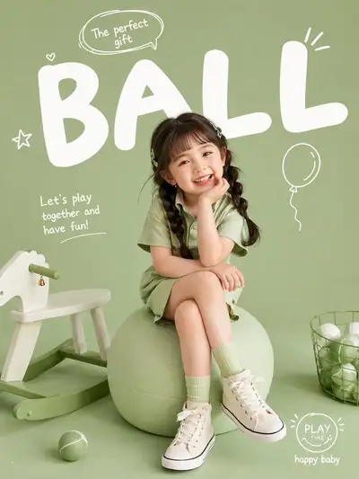 Playful kids fashion campaign poster prompt
