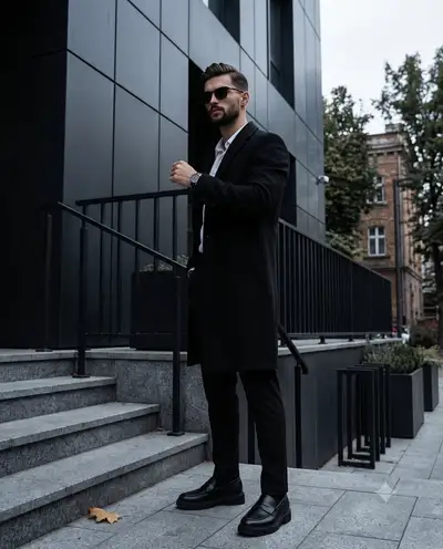 Dark-Academia-Streetstyle-Porträt eines männlichen Models