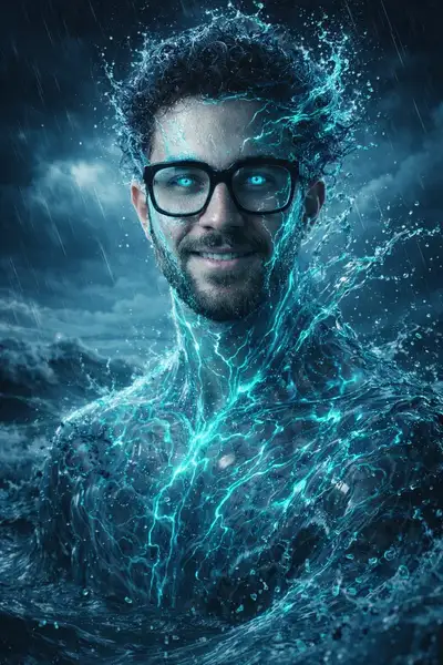 Hyper-Realistic Water Elemental Portrait