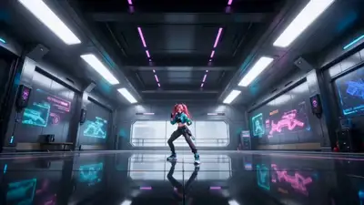 Verkürzte Schlag- und Tritt-Actionsequenz im Weitwinkel-Anime-Stil