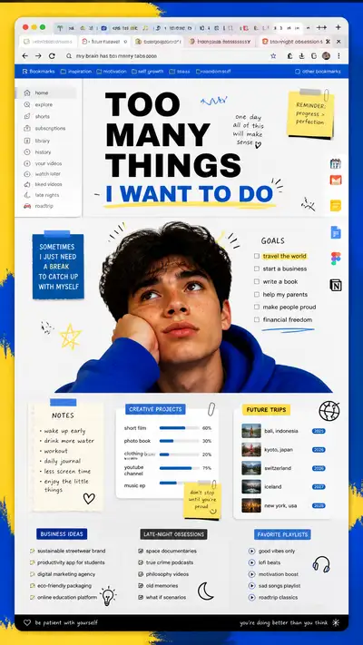 Too Many Things I Want to Do Browser Tabs Poster