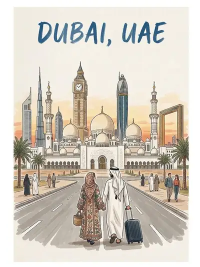 Vintage Travel Poster Watercolor Prompt