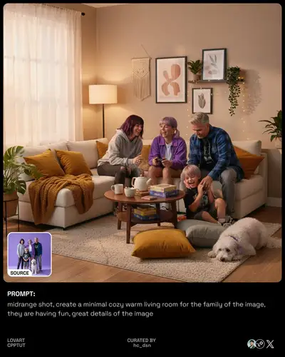 Cozy Family Living Room Scene Prompt