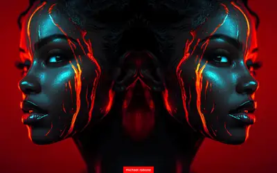 Cinematic portrait with colorful paint splash