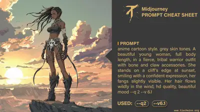 Tribal Warrior Woman at Sunset - Midjourney Prompt