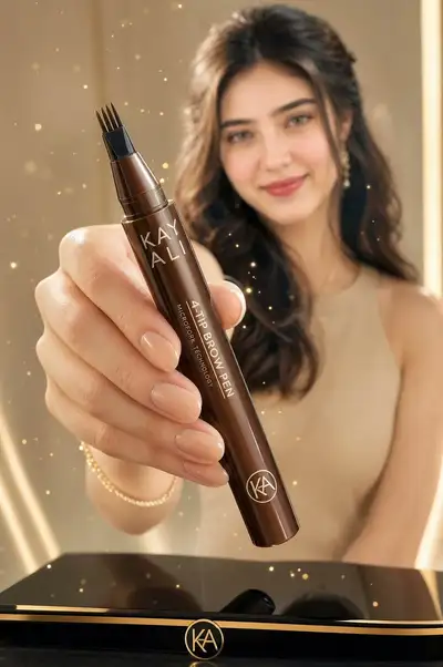 Cosmetic commercial series for a fork-tip eyebrow pen
