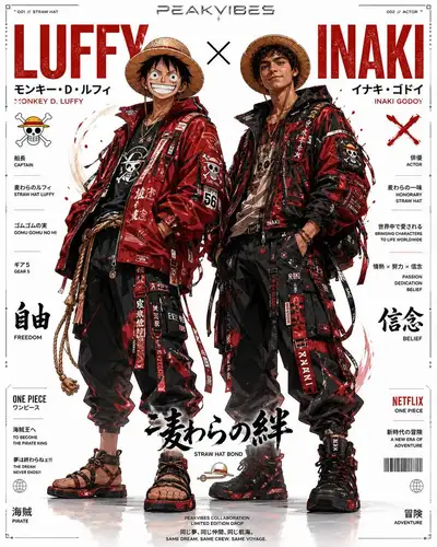 Anime x Live-Action Fashion Editorial Poster