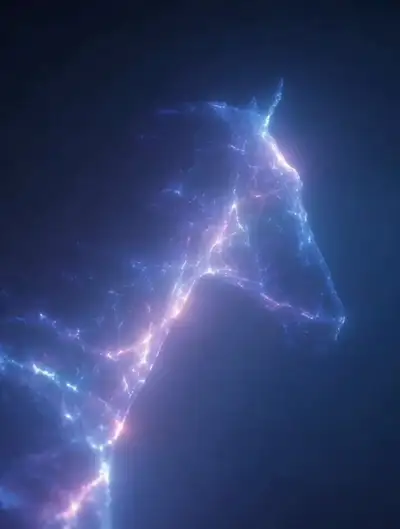 Glowing Fiber Construct in Dark Void