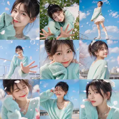 Summer 3x3 grid photo collage of a woman outdoors