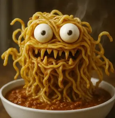 Pasta Monster Horror Scene Prompt