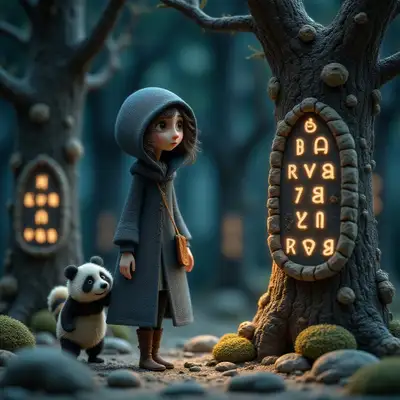 Mysterious Forest Explorer with Panda Companion