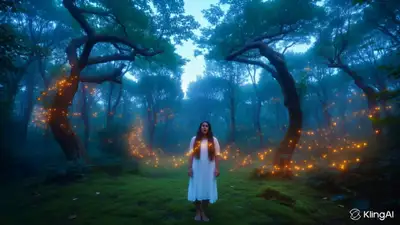Singer in Forest at Blue Hour