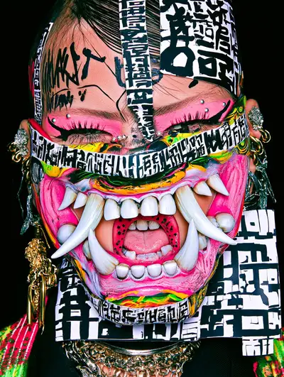Maximalist Fashion Horror Manga Portrait