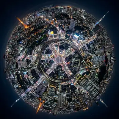 Proyección estereográfica planetaria de 360 grados de cualquier ciudad