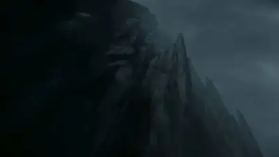 Samurai silhouetted at a cliff edge above a stormy sea