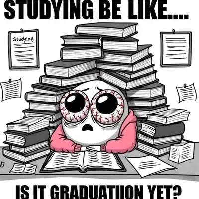 Create a meme of a tired student