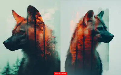 Transparent Hyena Double Exposure Prompt