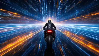 Hyper-Speed Motorcyclist in Light Vortex