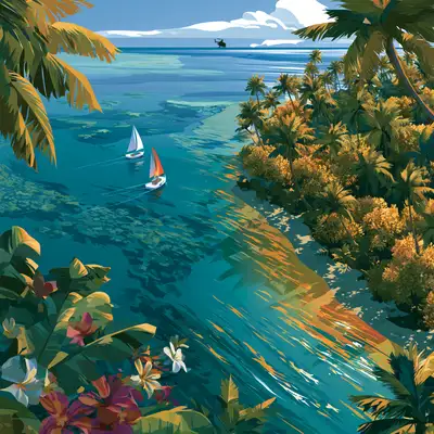 Fiji Islands Tropical Travel Poster Illustration