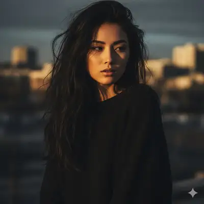 Editorial Cinematic Portrait of Young Woman