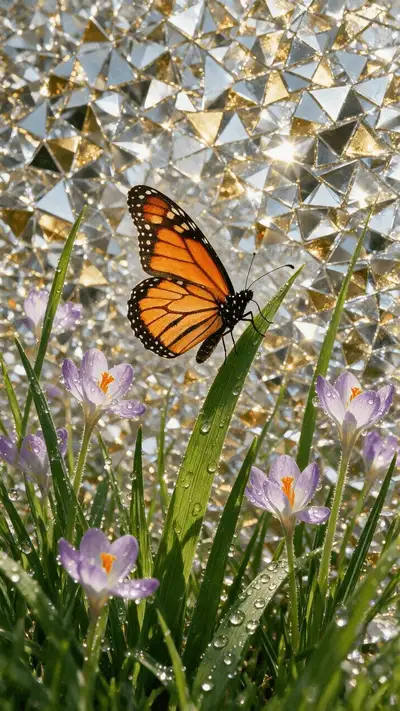 Borboleta Monarca em Fundo de Mosaico
