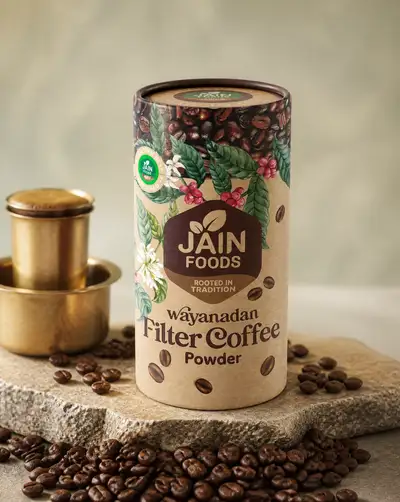 Luxury organic coffee tube packaging product shot