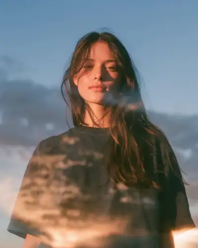 Cinematic Double Exposure Portrait at Blue Hour