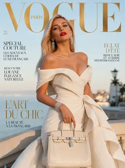Luxury Vogue Magazine Cover with French Couture Gown