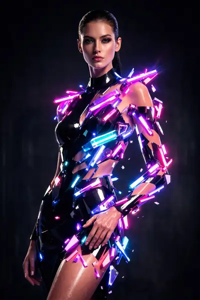 Neon Shattered Fashion Portrait