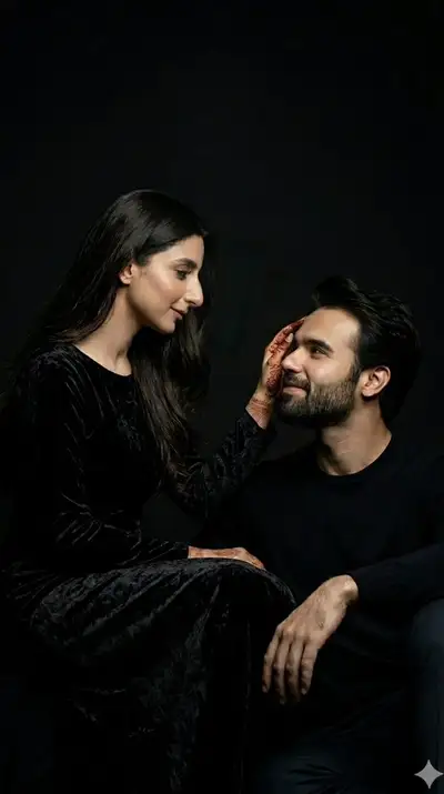 Elegant Black Studio Portrait of a Couple
