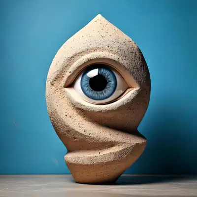 Concrete Abstract Eye Sculpture