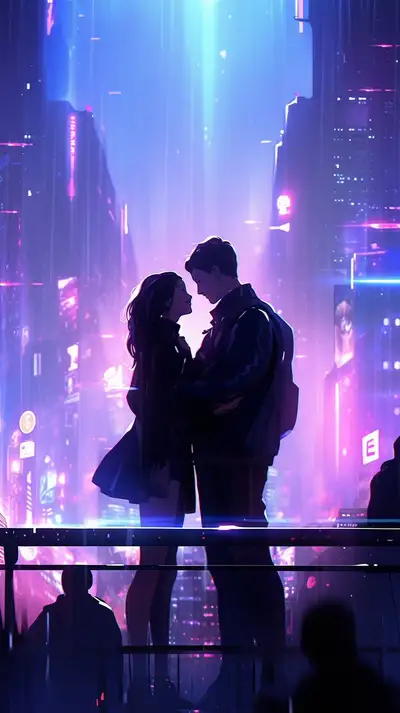 Futuristic Couple in Love, 2128