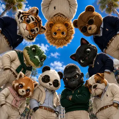 Anthropomorphic Animal Circle - Old Money Style