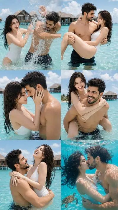 Tropical Romance Cinematic Collage Prompt