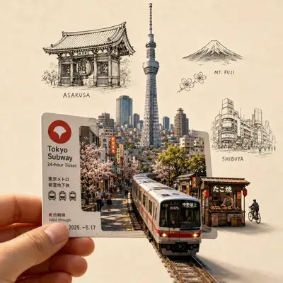 Plantilla de ilustración de viaje con boleto-portal a la ciudad