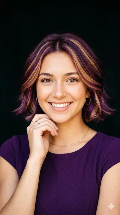 Vibrant Portrait with Purple-Gold Hair