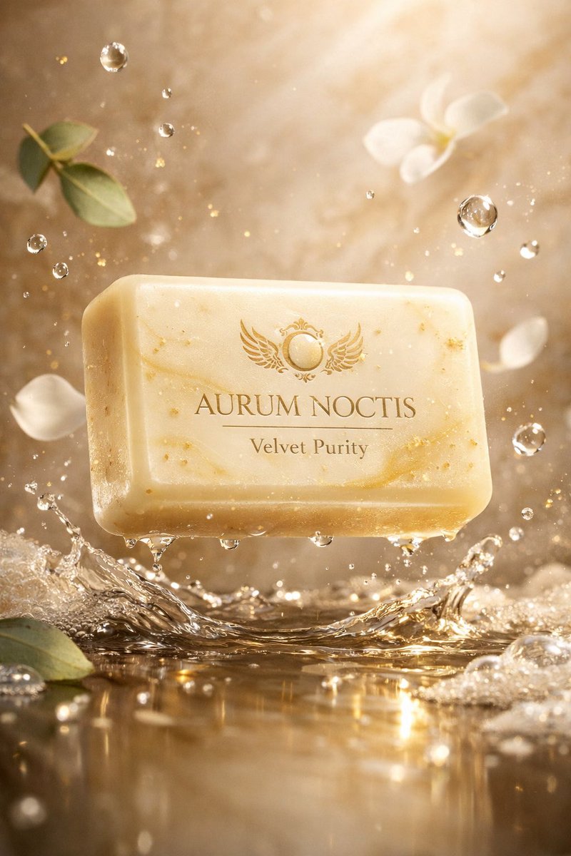 Luxury soap floating-droplets product photography JSON