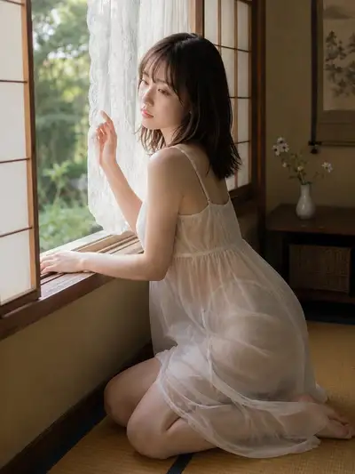 Soft light and quiet gaze in a Japanese room portrait