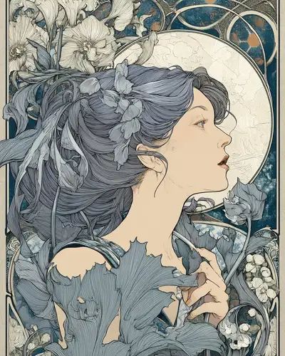 Art Nouveau Botanical Portrait Base Prompt