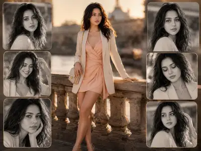 Cinematic Fashion Collage Portrait