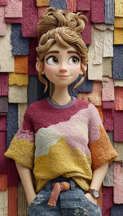 Animação 3D de Mulher Jovem em Suéter Aconchegante